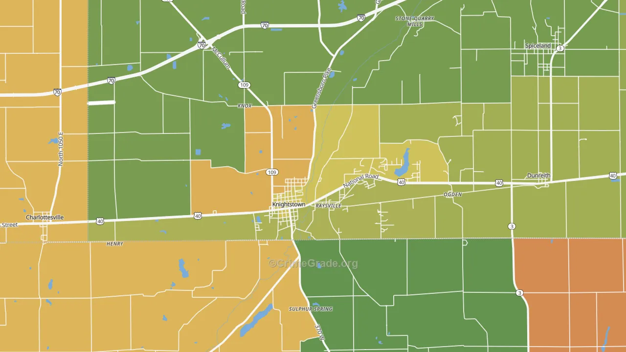 46148, IN Map of Theft Rates