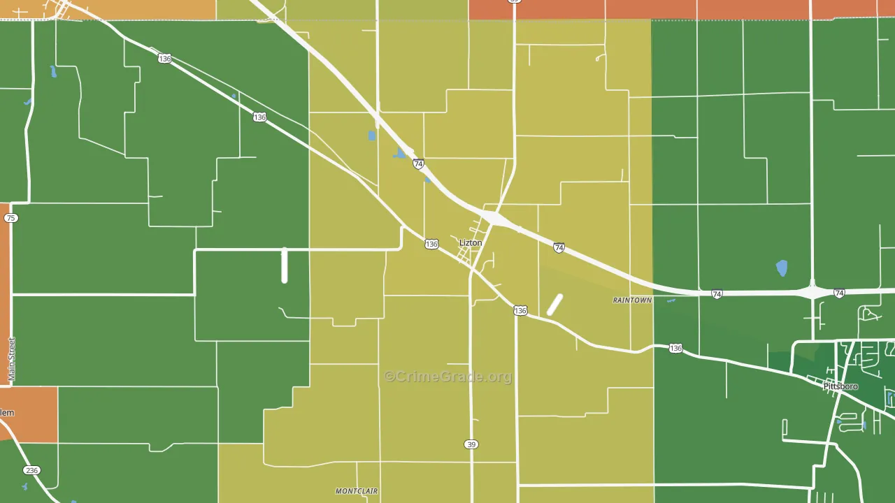 46149, IN Map of Theft Rates