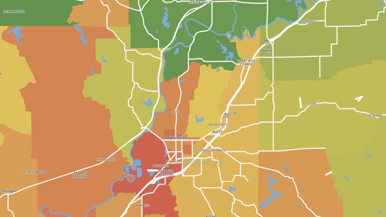 46151, IN Map of Theft Rates