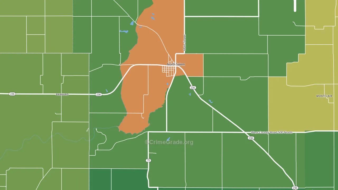 46165, IN Map of Theft Rates