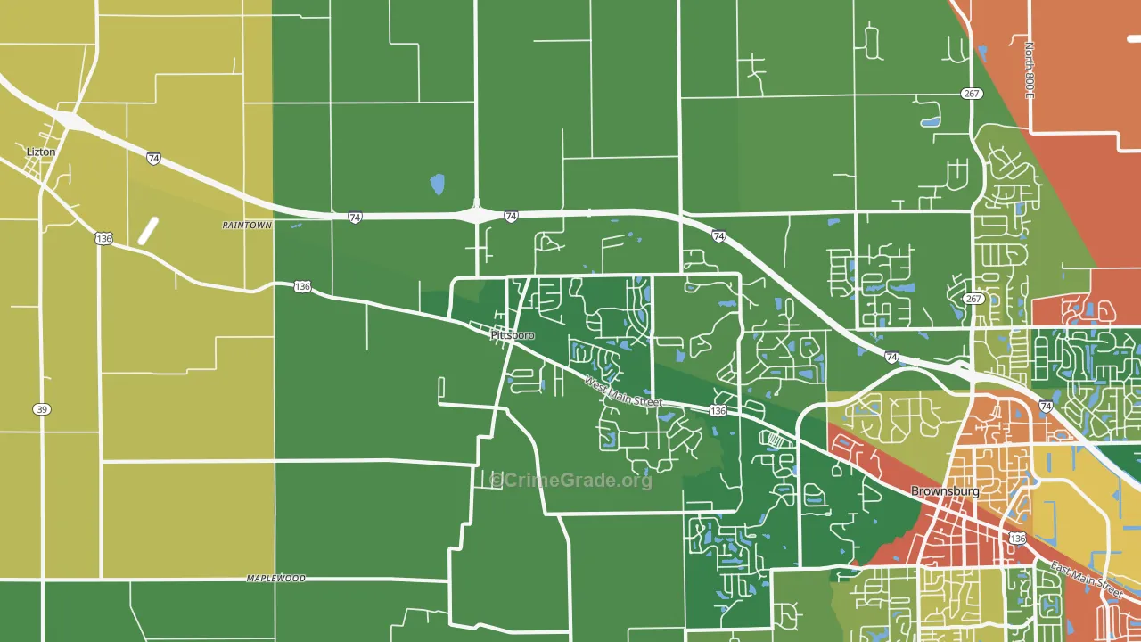 46167, IN Map of Theft Rates