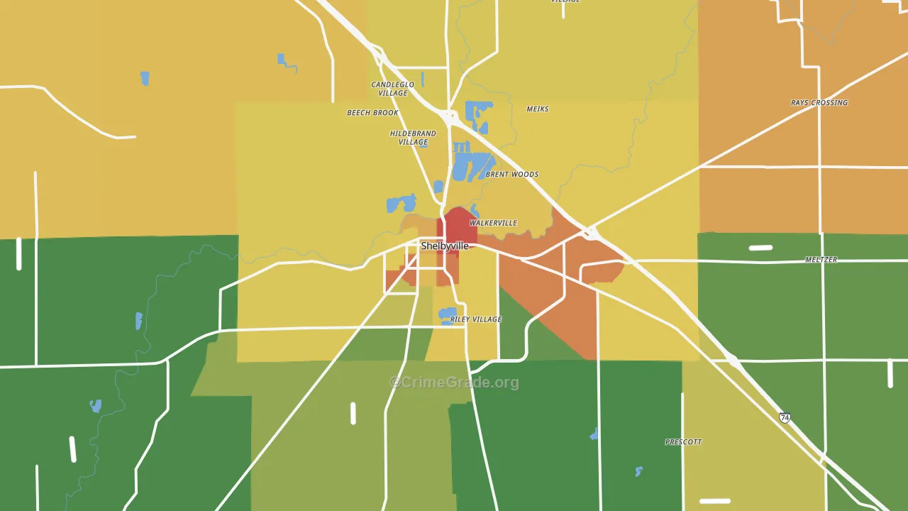 46176, IN Map of Theft Rates