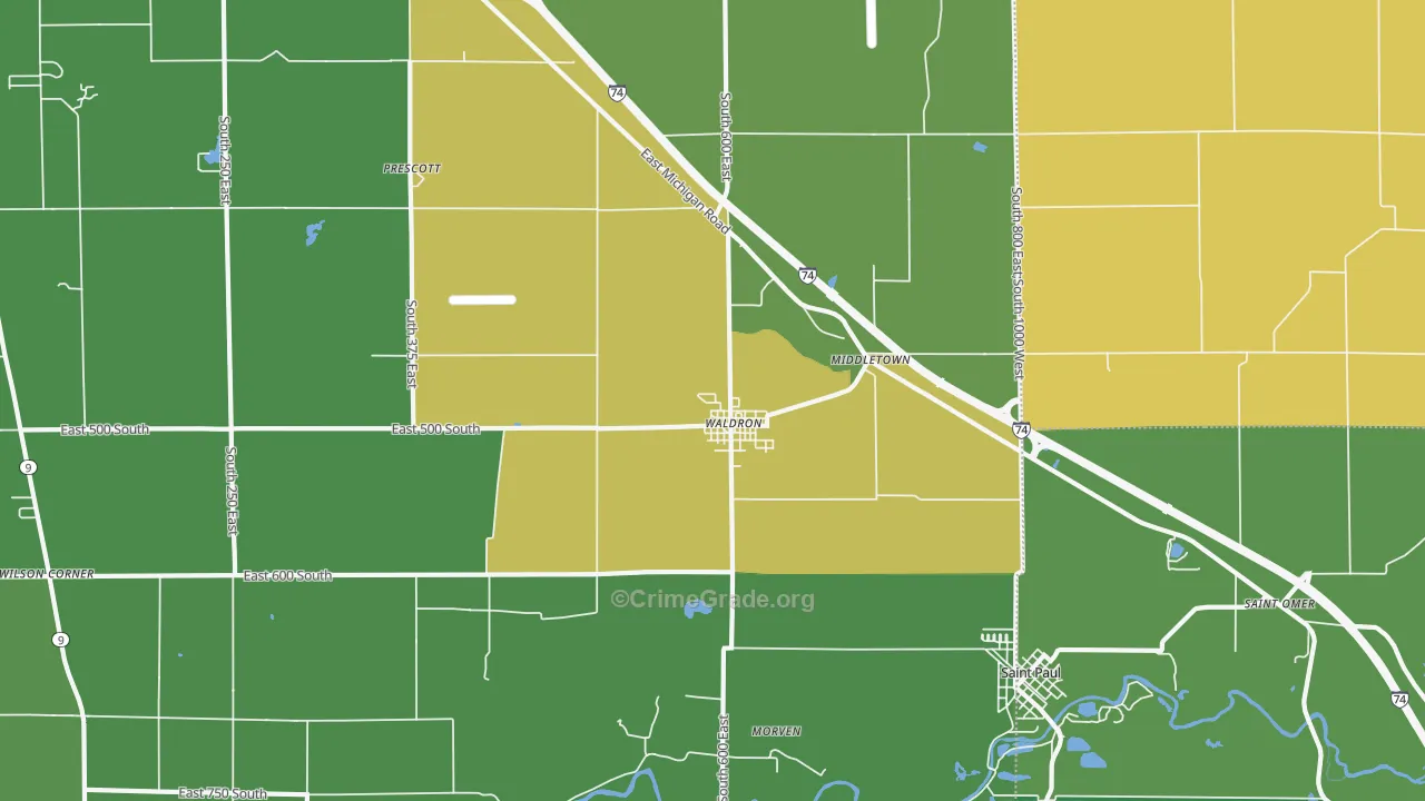 46182, IN Map of Theft Rates