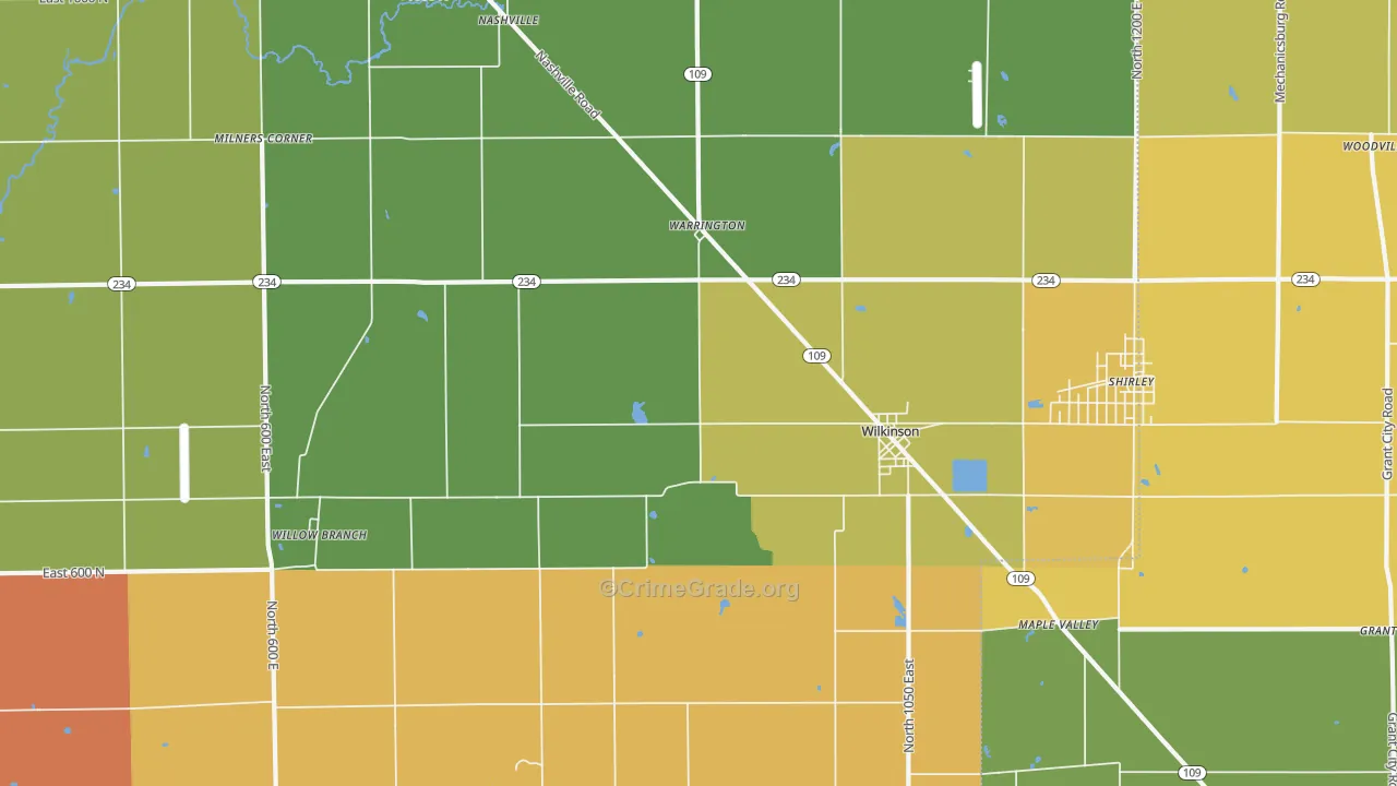 46186, IN Map of Theft Rates