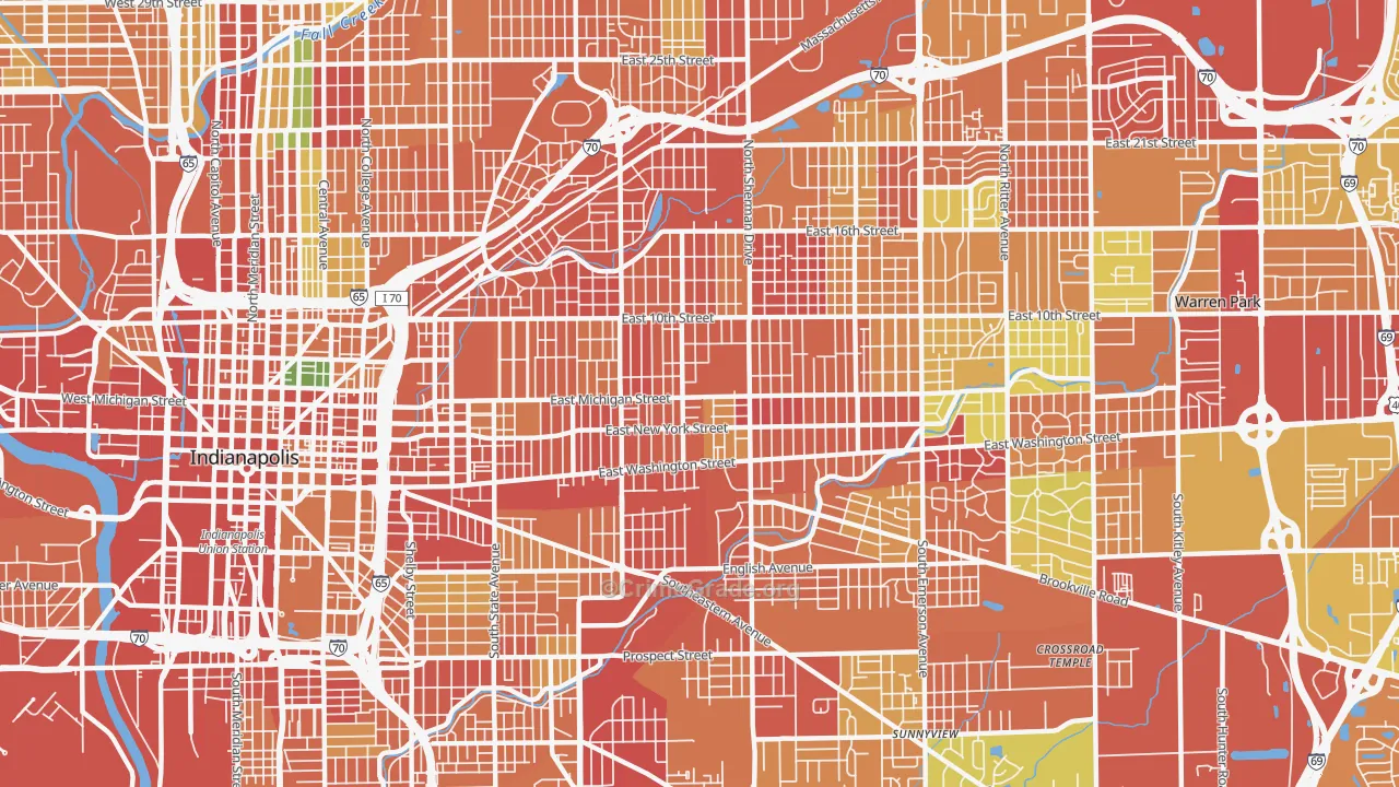 46201, IN Map of Theft Rates