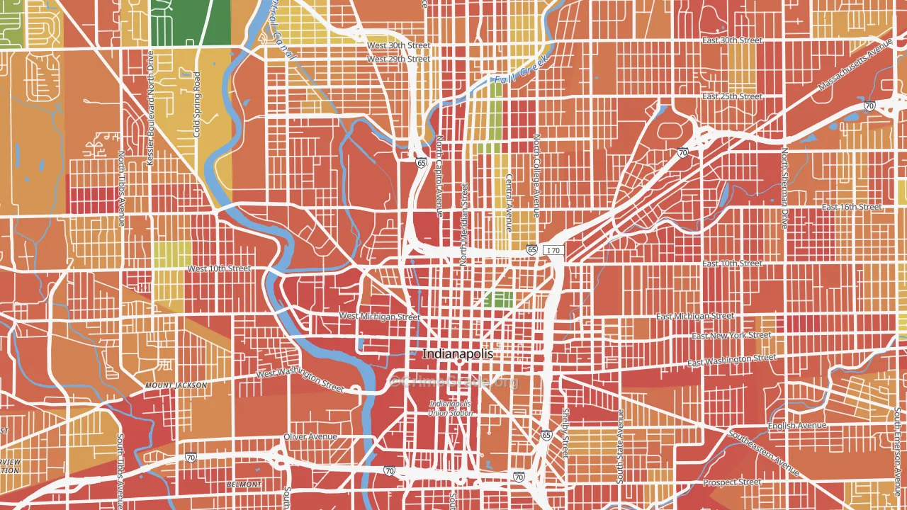 46202, IN Map of Theft Rates