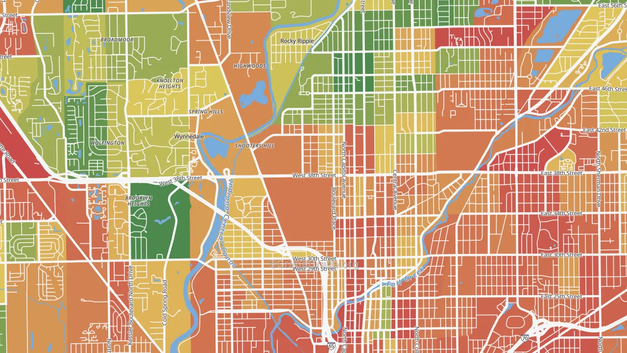 46208, IN Map of Theft Rates