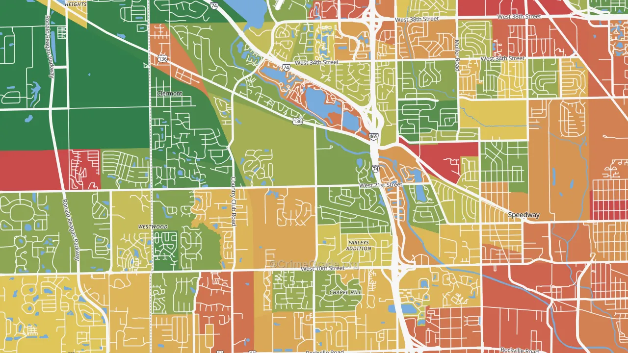 46214, IN Map of Theft Rates