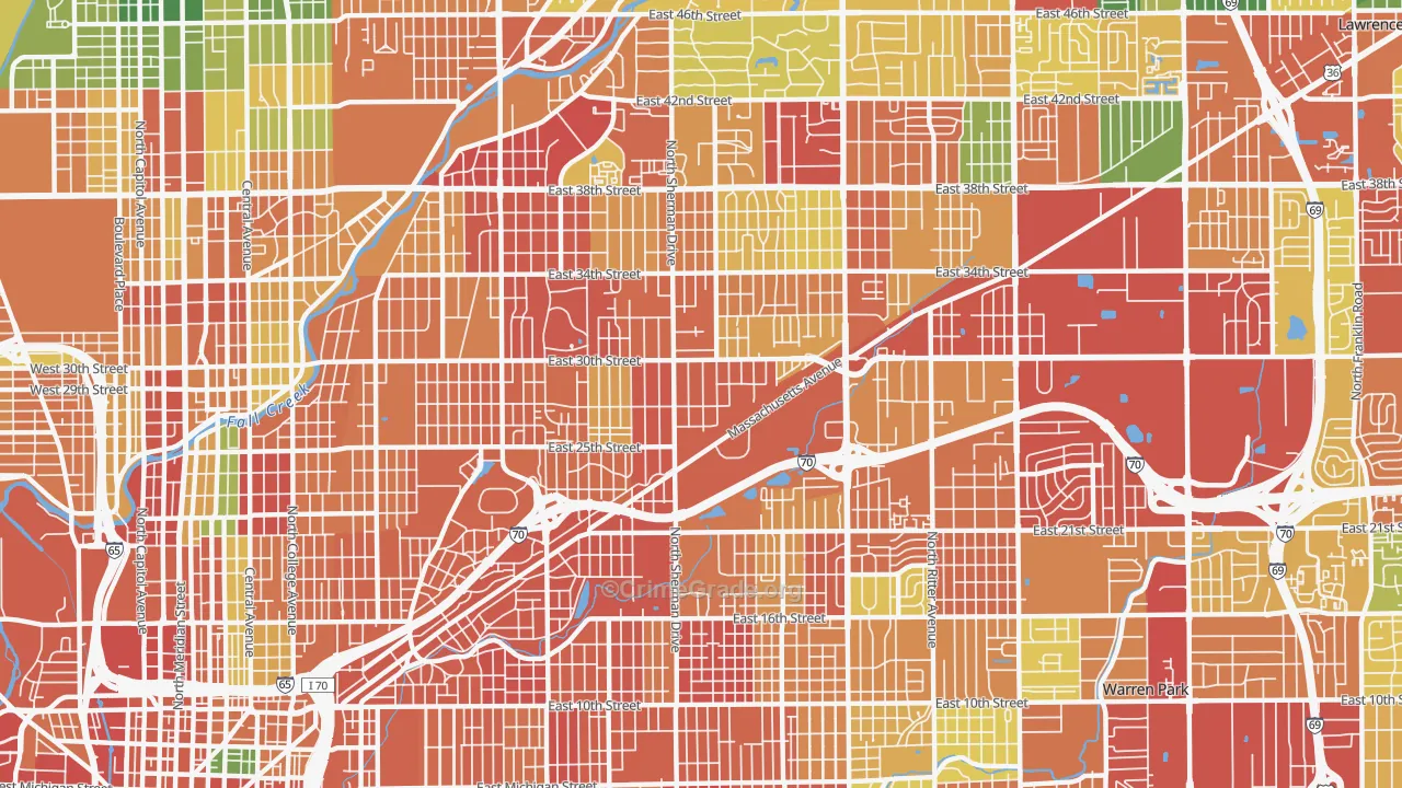 46218, IN Map of Theft Rates