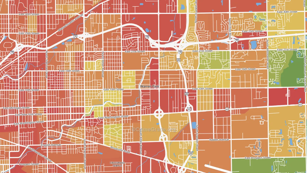 46219, IN Map of Theft Rates