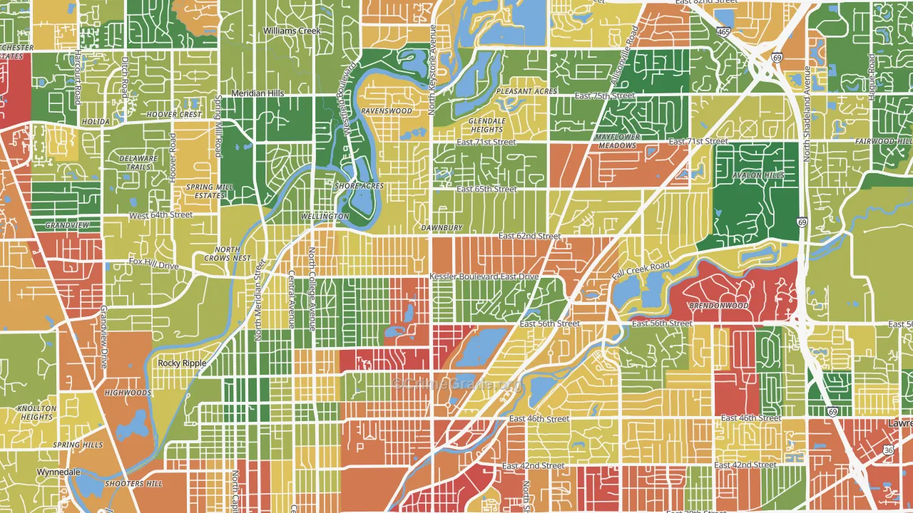 46220, IN Map of Theft Rates
