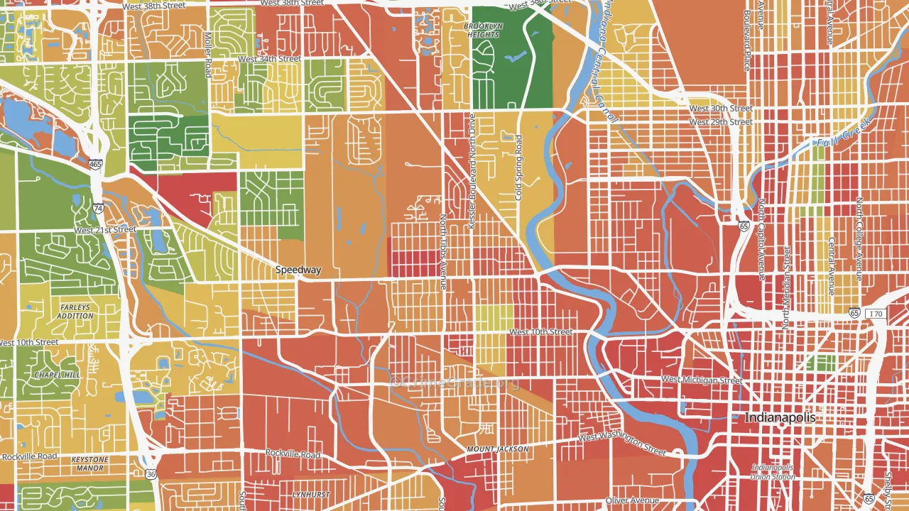 46222, IN Map of Theft Rates