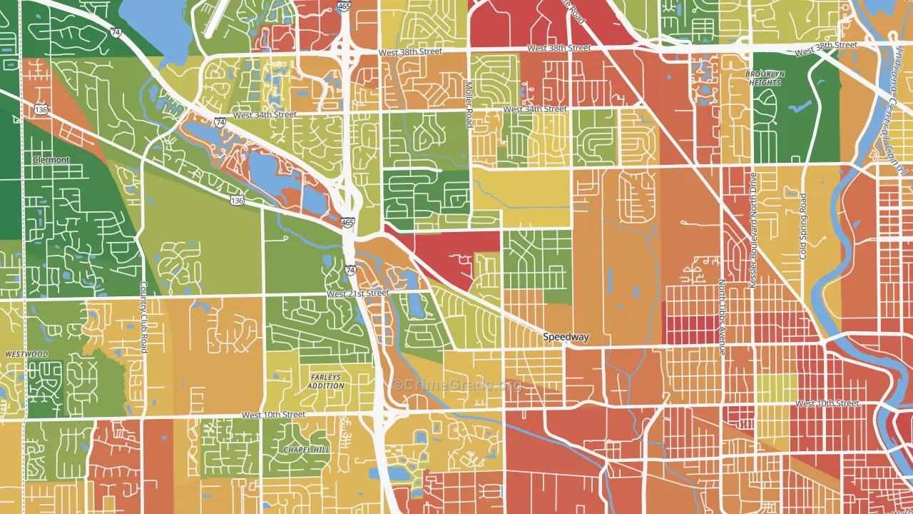 46224, IN Map of Theft Rates