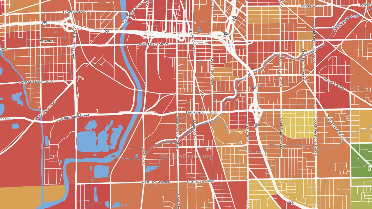 46225, IN Map of Theft Rates