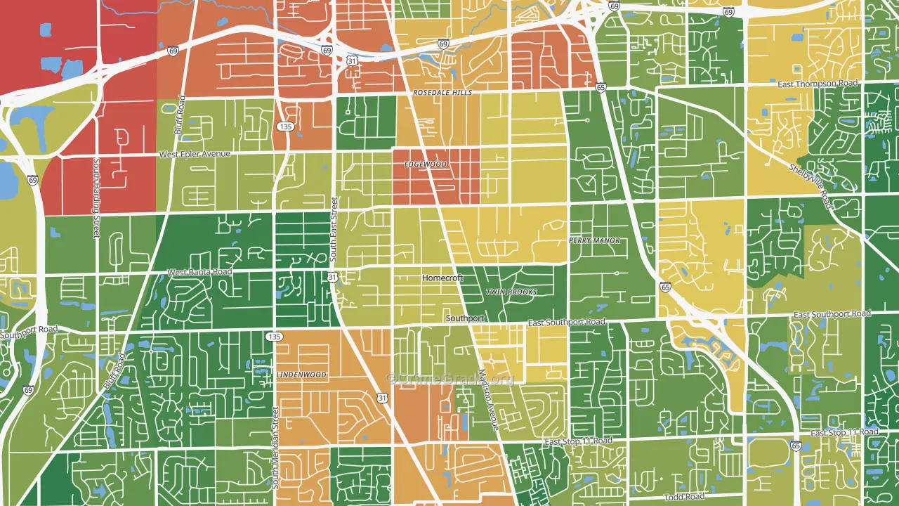 46227, IN Map of Theft Rates