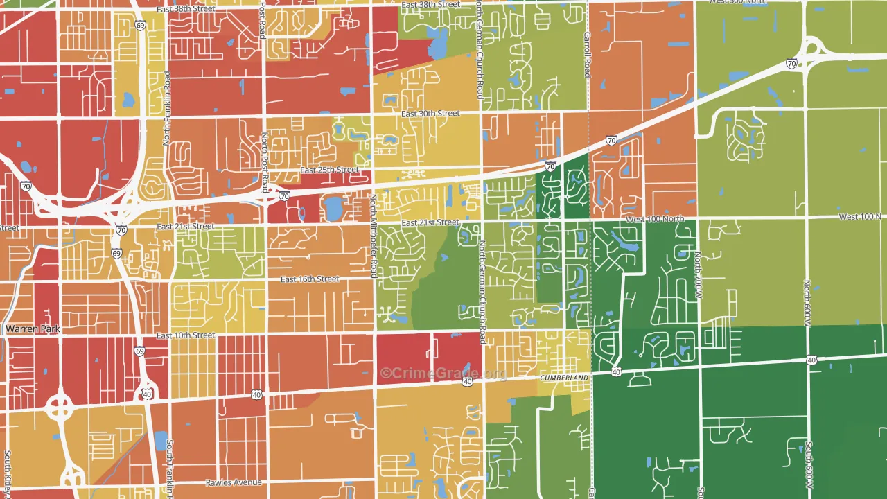 46229, IN Map of Theft Rates