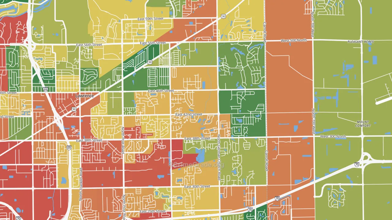 46235, IN Map of Theft Rates