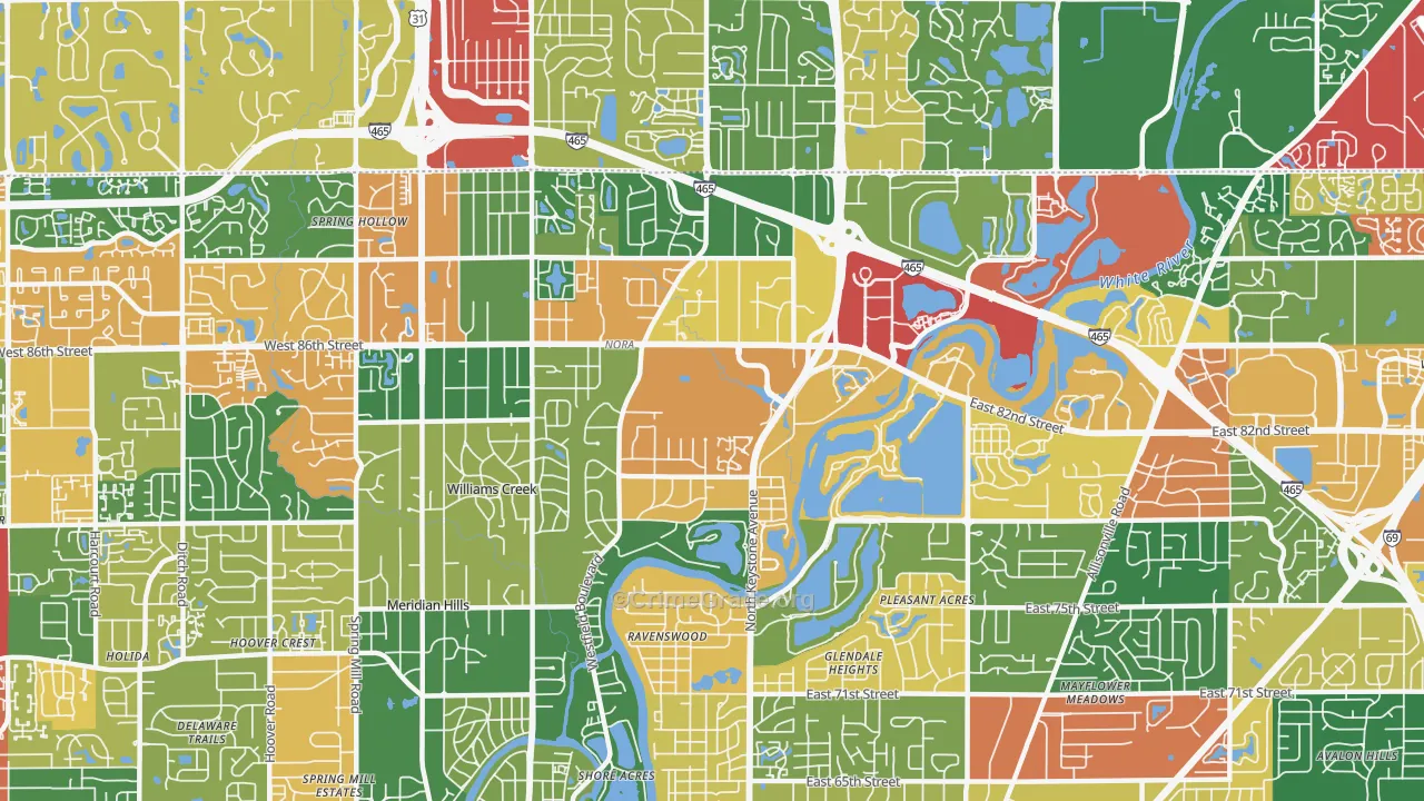 46240, IN Map of Theft Rates