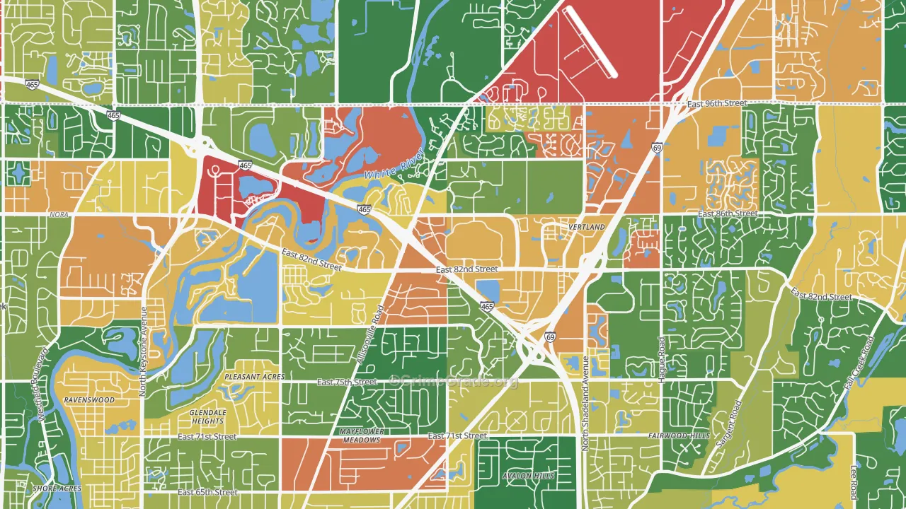 46250, IN Map of Theft Rates