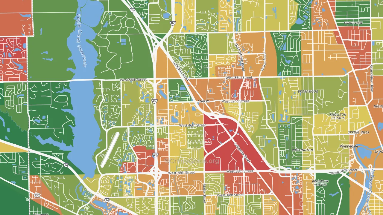 46254, IN Map of Theft Rates