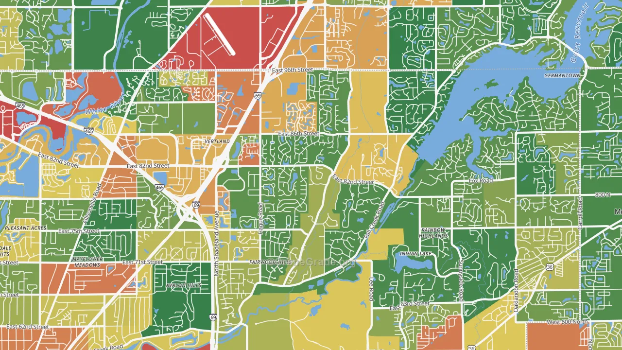 46256, IN Map of Theft Rates