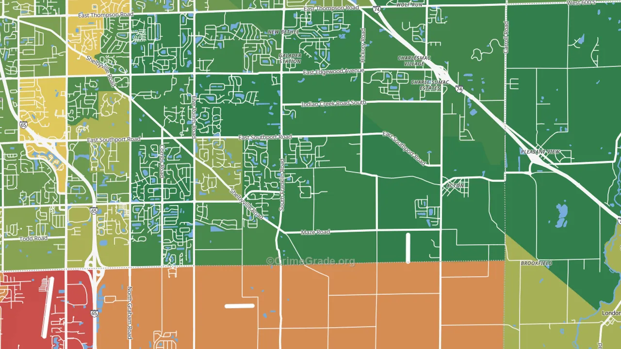 46259, IN Map of Theft Rates