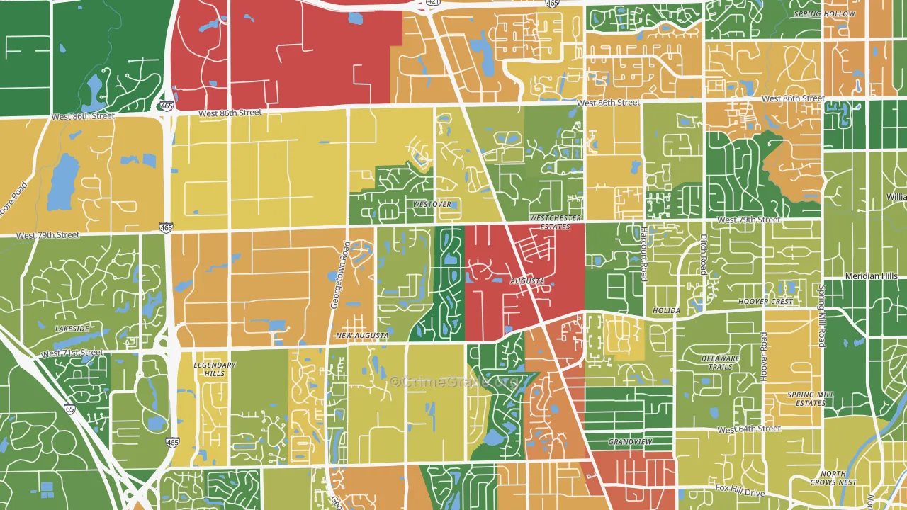 46268, IN Map of Theft Rates