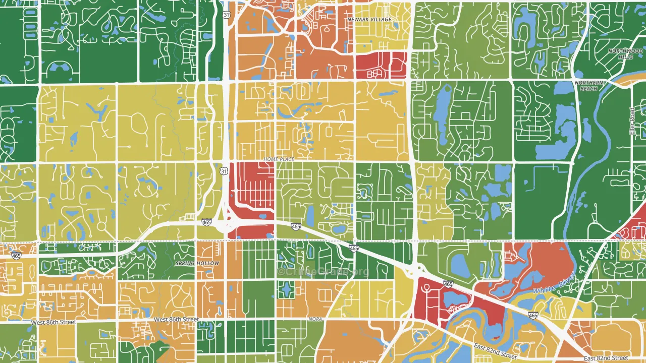 46280, IN Map of Theft Rates