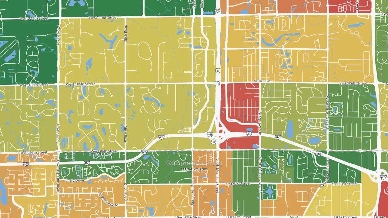 46290, IN Map of Theft Rates