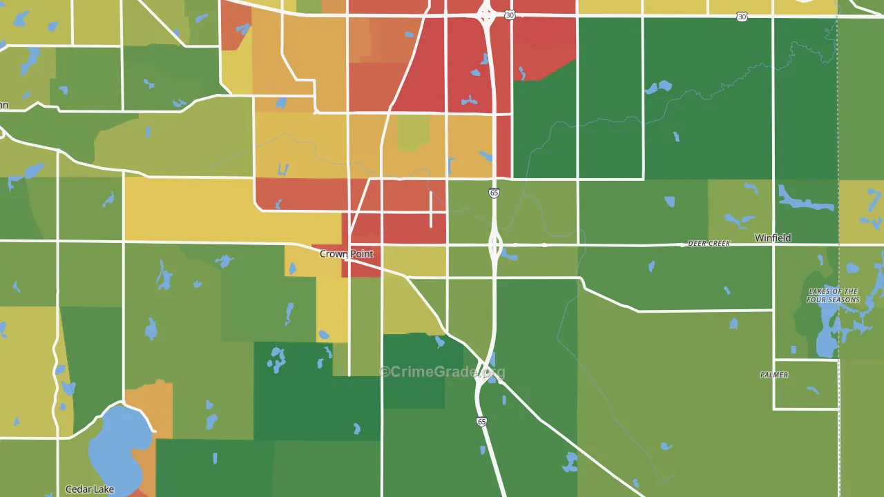 46307, IN Map of Theft Rates