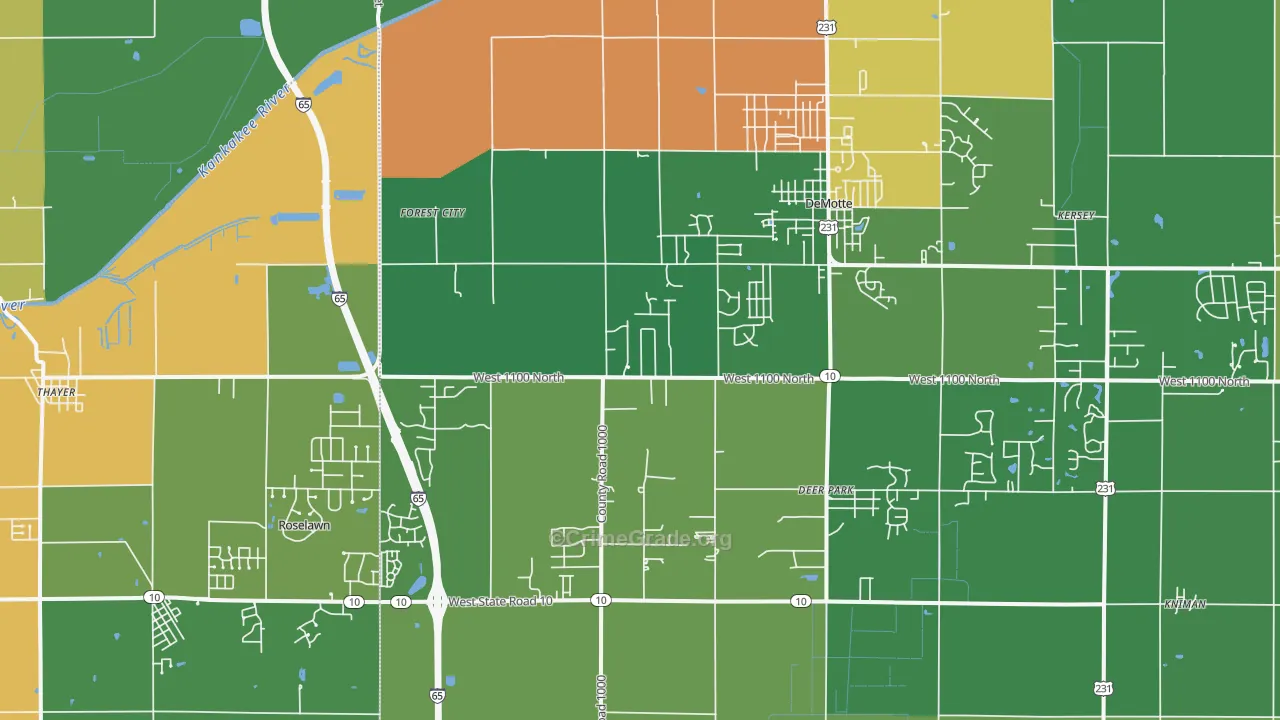 46310, IN Map of Theft Rates