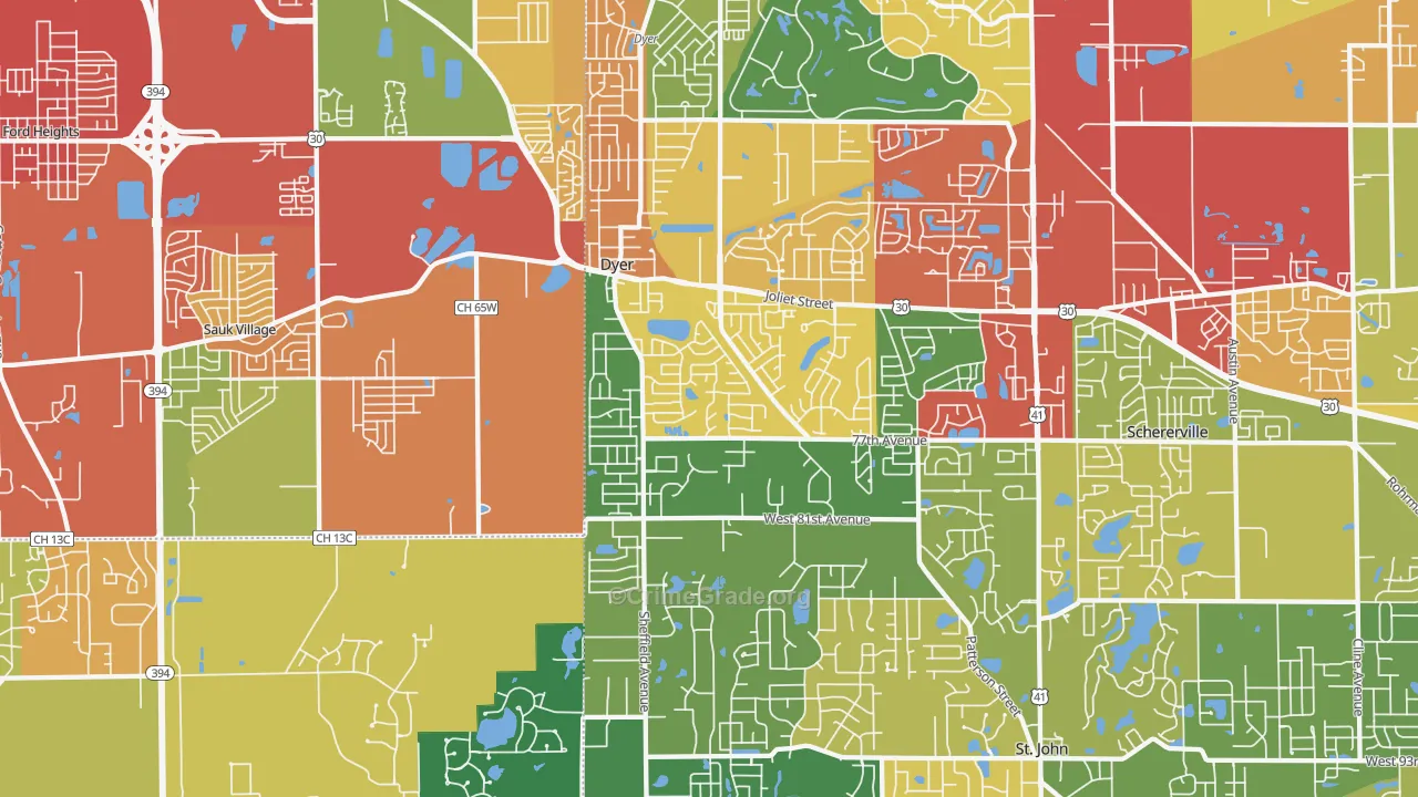 46311, IN Map of Theft Rates