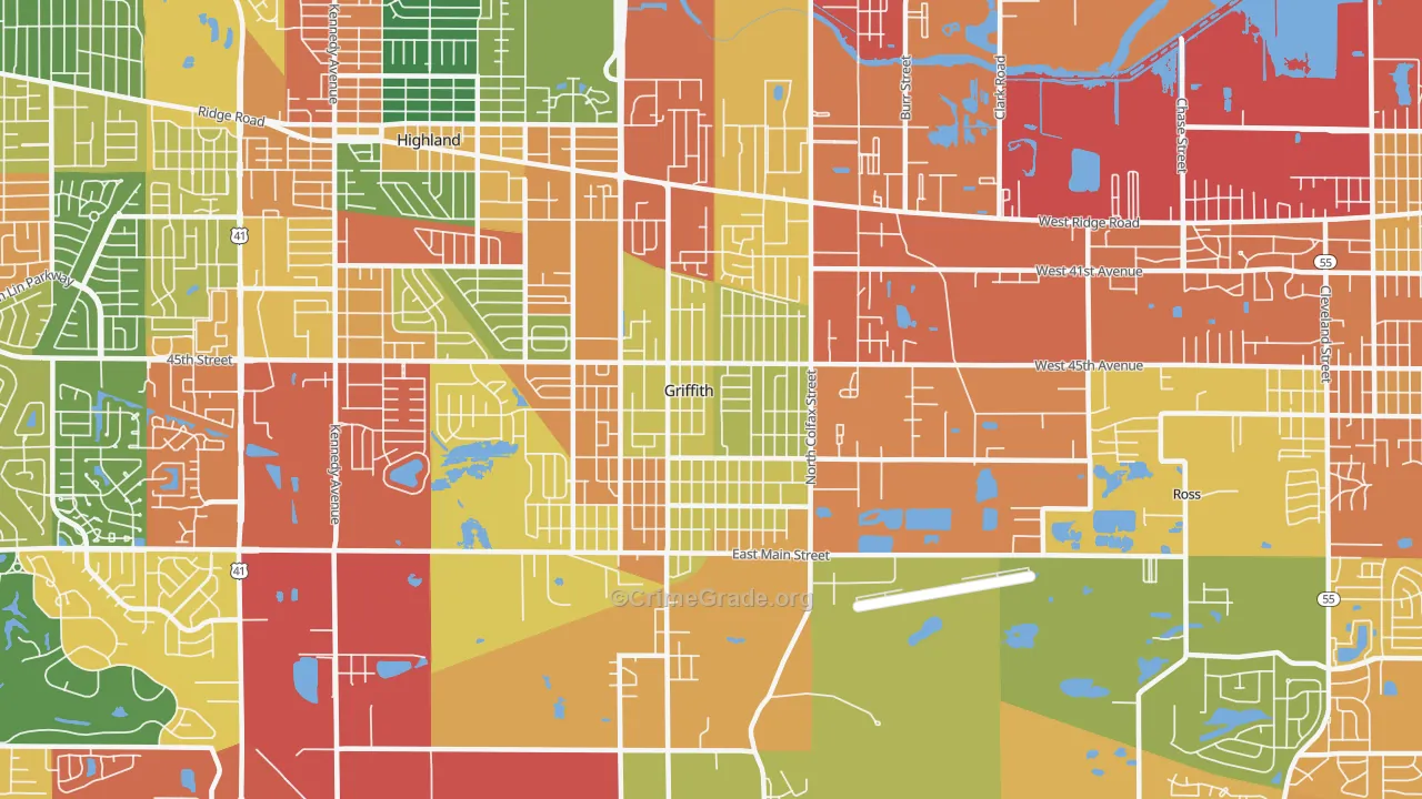 46319, IN Map of Theft Rates
