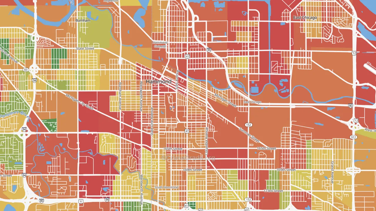 46320, IN Map of Theft Rates