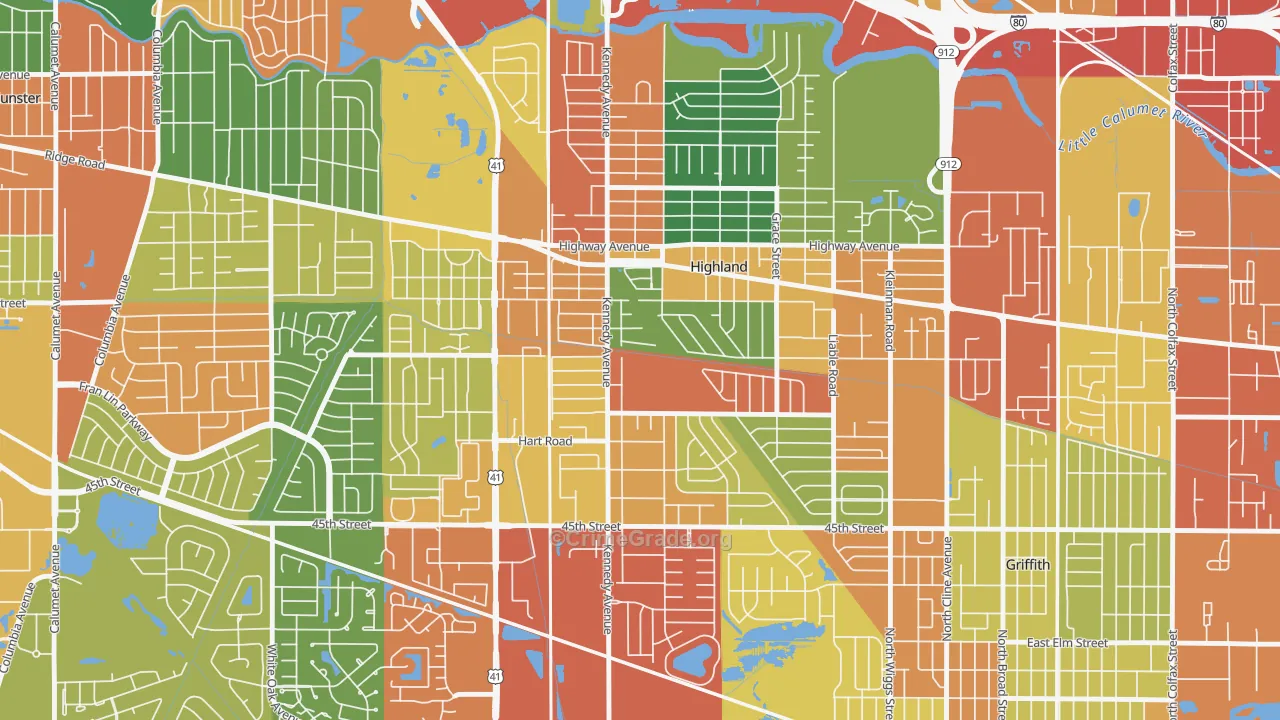 46322, IN Map of Theft Rates