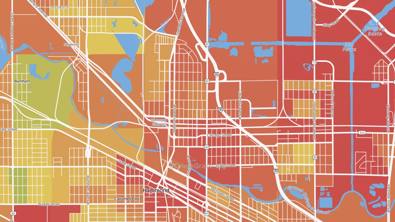 46327, IN Map of Theft Rates