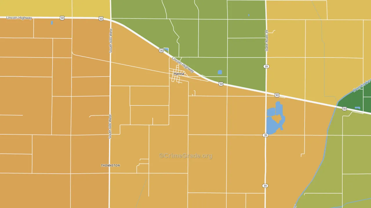46340, IN Map of Theft Rates
