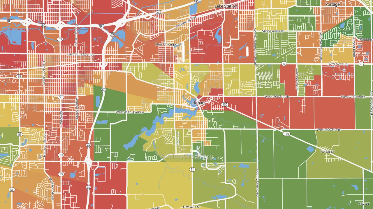 46342, IN Map of Theft Rates