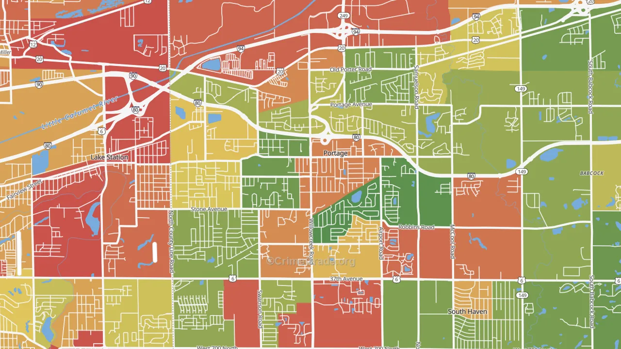 46368, IN Map of Theft Rates