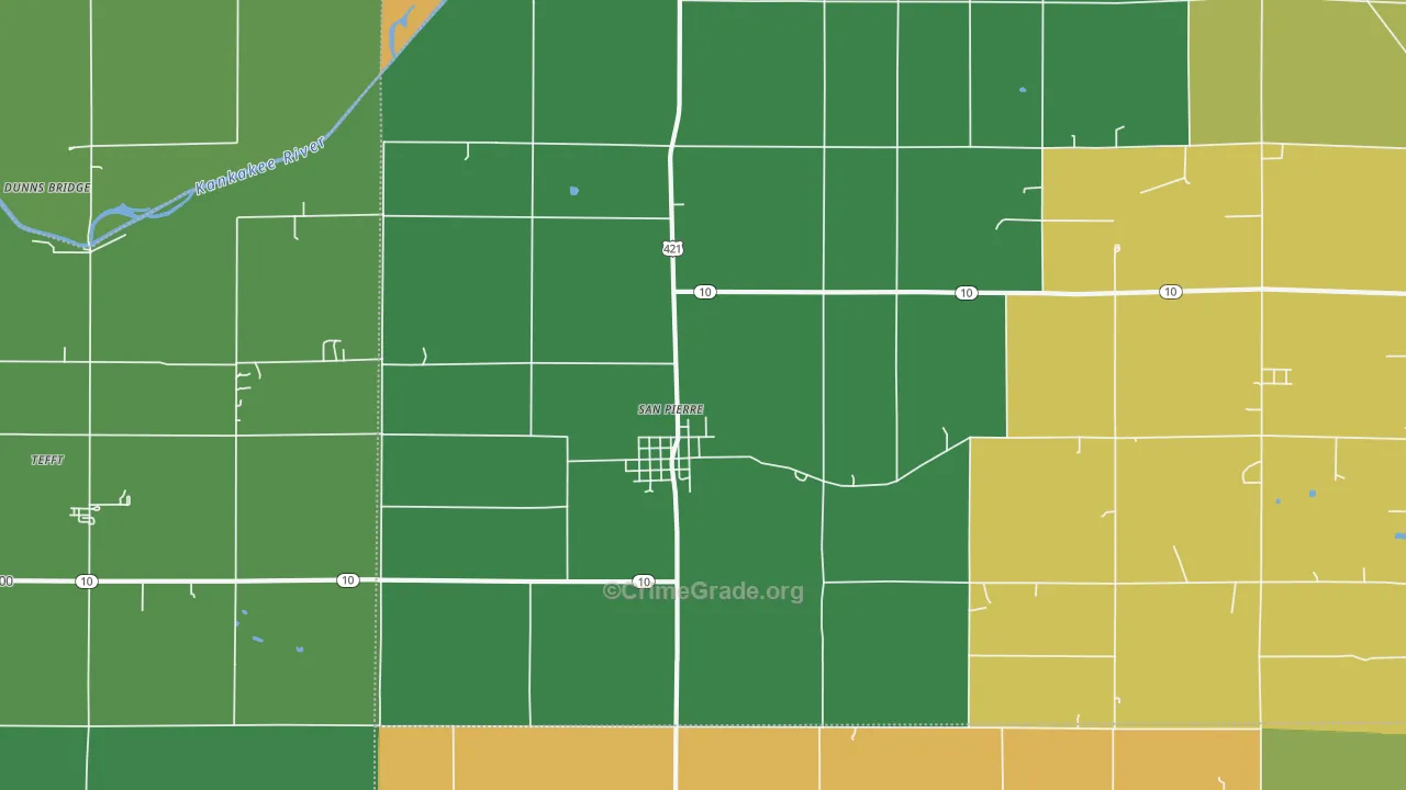 46374, IN Map of Theft Rates