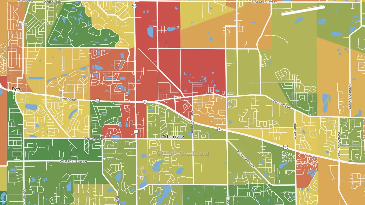 46375, IN Map of Theft Rates