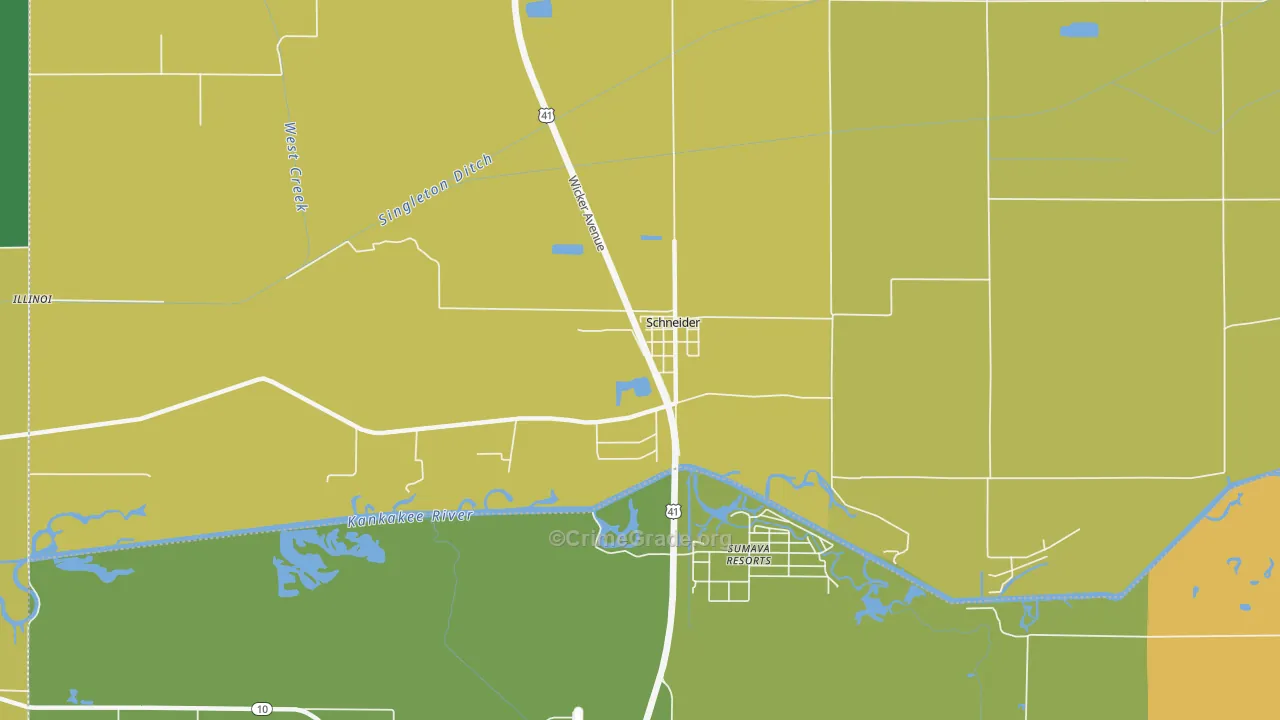 46376, IN Map of Theft Rates