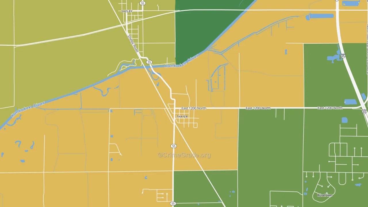 46381, IN Map of Theft Rates