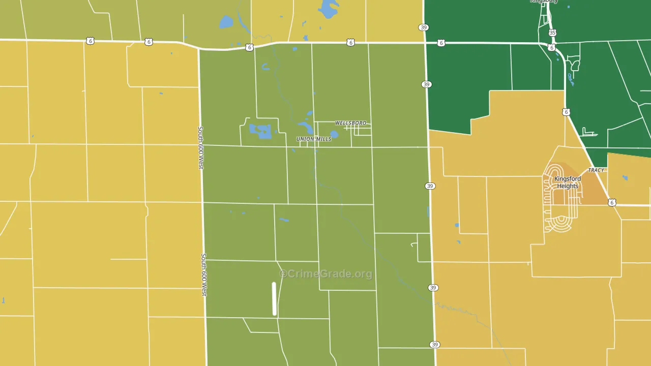 46382, IN Map of Theft Rates