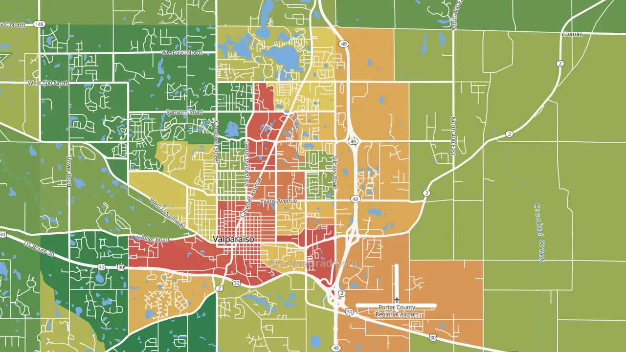 46383, IN Map of Theft Rates