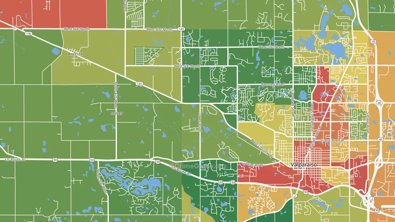 46385, IN Map of Theft Rates