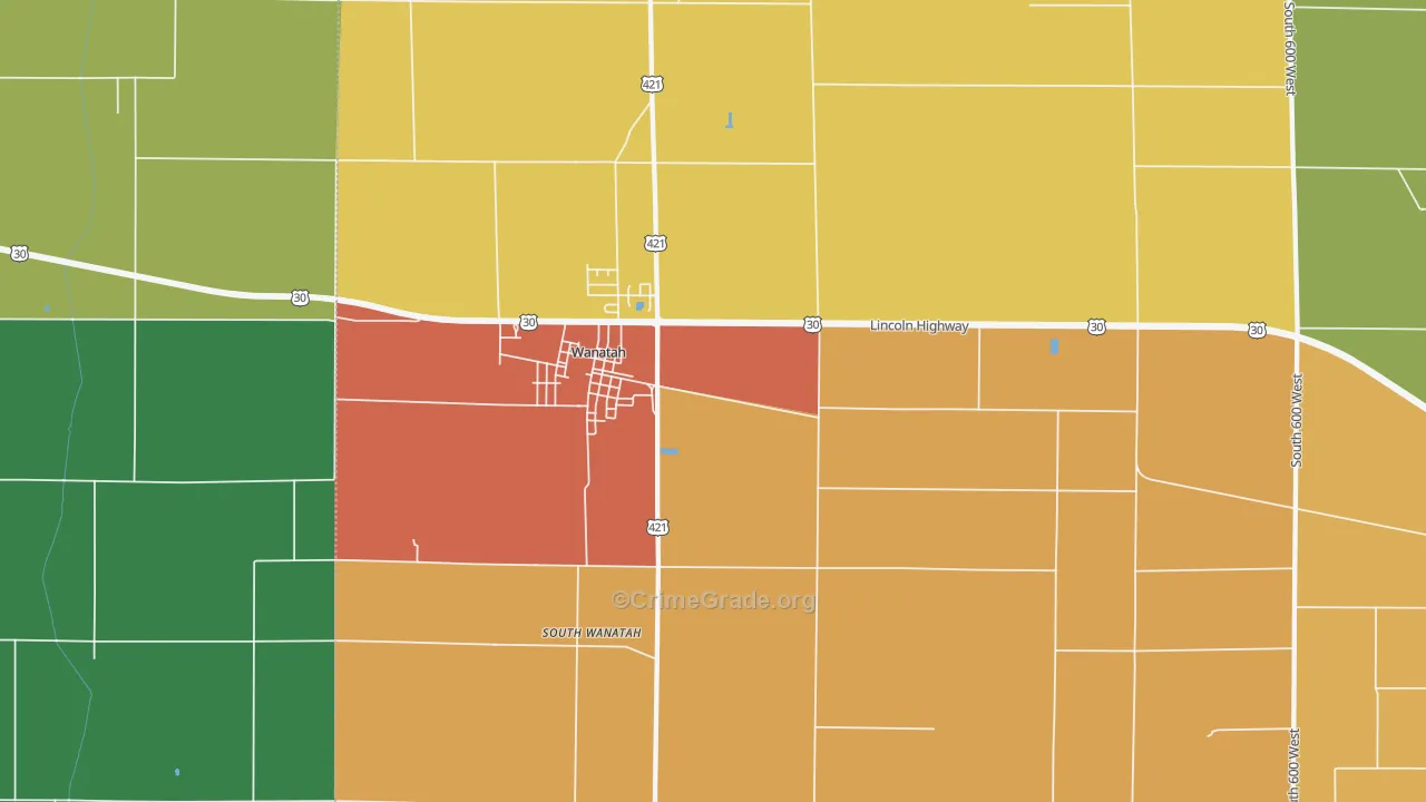 46390, IN Map of Theft Rates