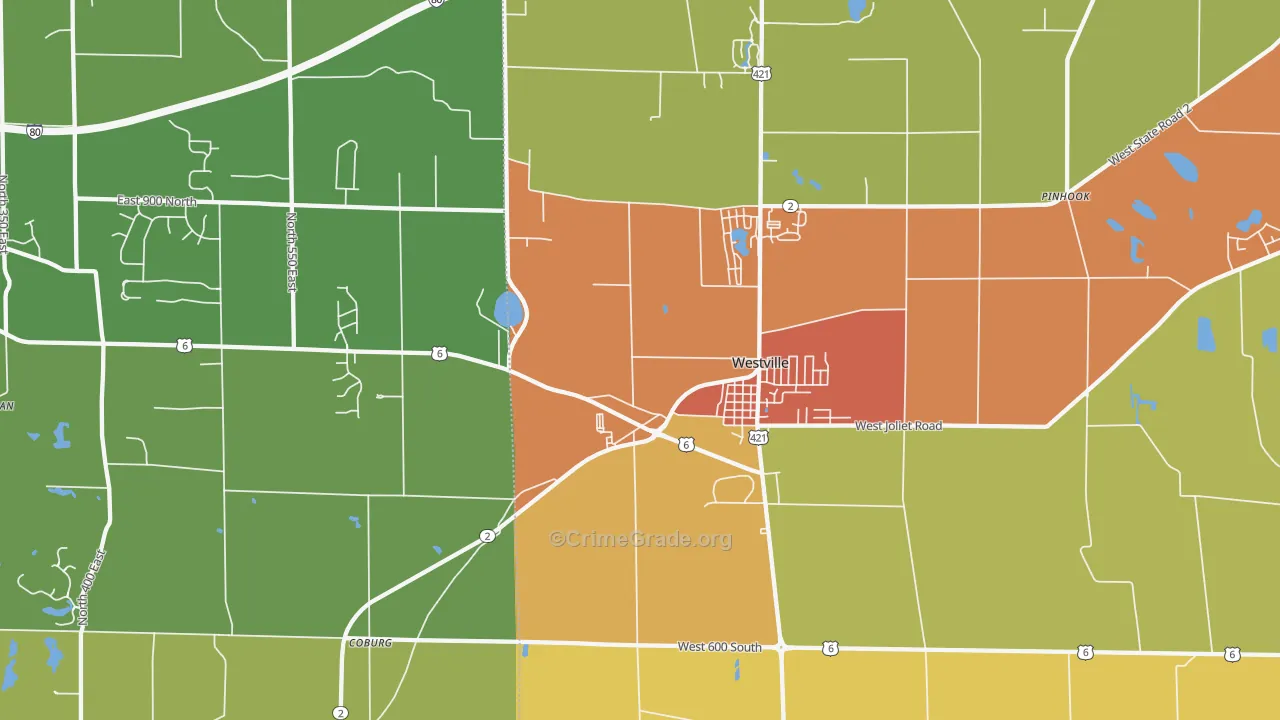 46391, IN Map of Theft Rates