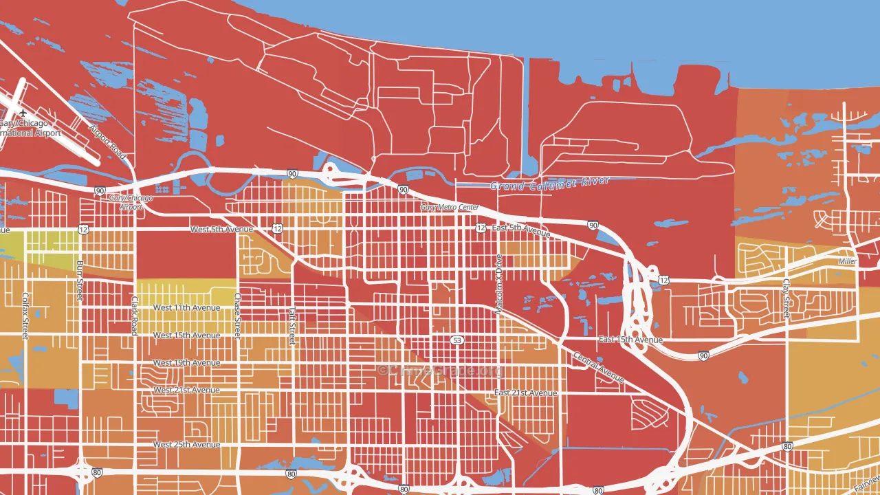 46402, IN Map of Theft Rates