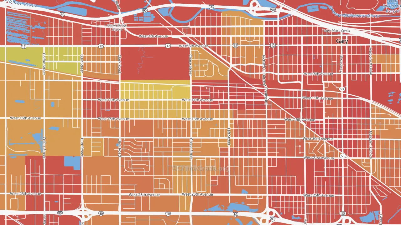 46404, IN Map of Theft Rates